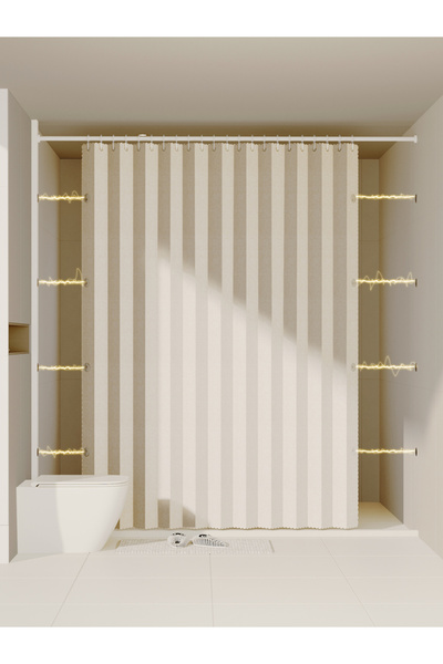 Approved A shower curtain with hooks for easy hanging, ideal for bathroom dec...