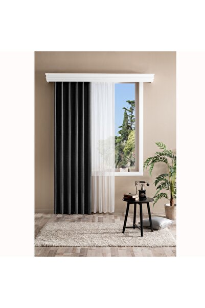 Taç Bright Hazır Fon Perde Antrasit 150x260 cm