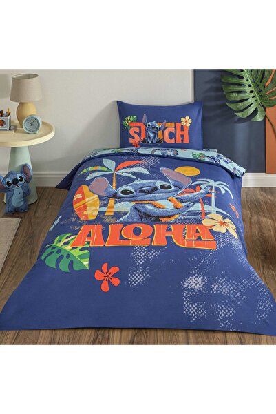 Taç Licensed Disney Stitch Aloha Single Cotton Duvet Cover Set 100