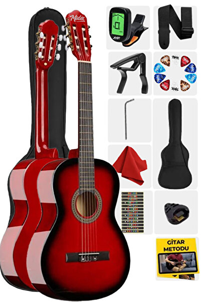 Midex Cg-270rd Kırmızı Renk Klasik Gitar 4/4 Yetişkin Boy Sap Ayarlı Full Set