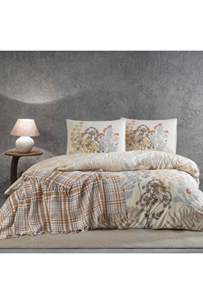 Taç Woody Double Scotch Blanket Duvet Cover Set Brown