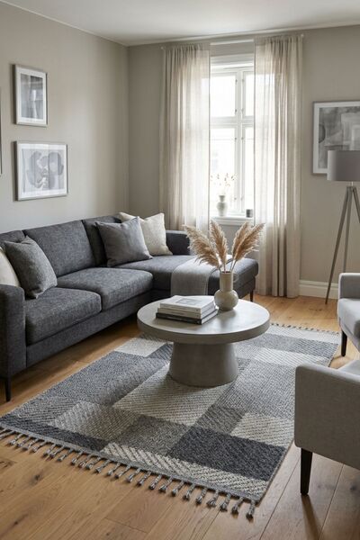 Cool Halı Bress 1403 Gri Halı Salon Halısı Kesme Halı Yolluk Koridor Halısı B...