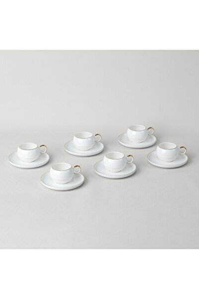 Linens Sally Porselen 6'lı 90 ml Kahve Fincan Seti Beyaz-Gold