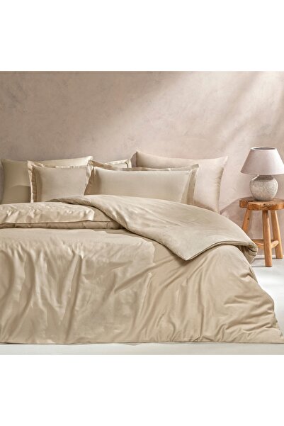 Linens غطاء لحاف من الساتان مفرد من القطن من Mix&Match باللون الجملي