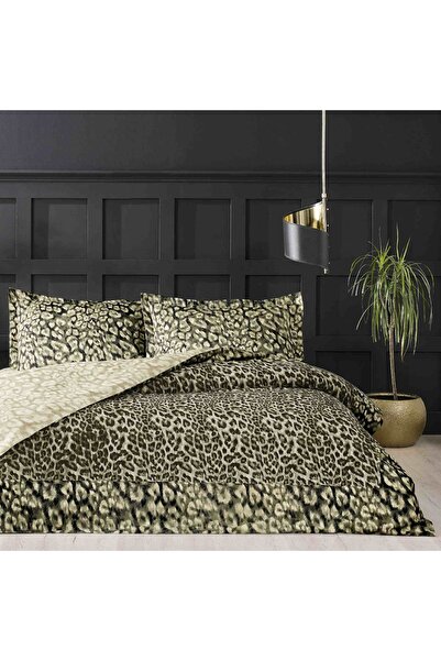 Taç Set cuvertură dublu din satin Leona - maro