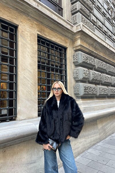 lizge giyim معطف فرو بياقة شال