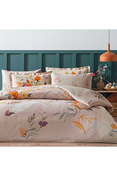 Linens Leina Pamuk Saten King Nevresim Takımı Bej