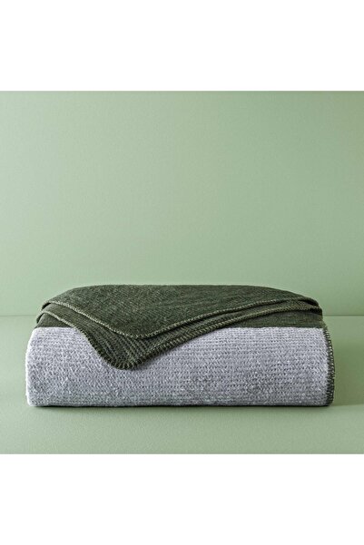 Taç Butik Patagonya Pamuklu Tek Kişilik Battaniye Yeşil