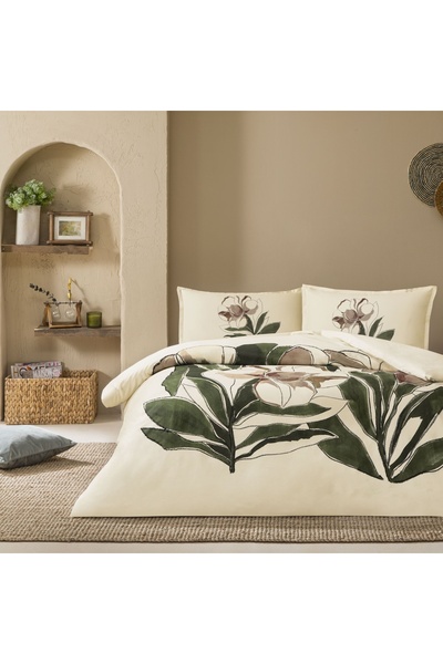 Linens Allday Elony Pamuk Saten Çift Kişilik Nevresim Takımı Ekru