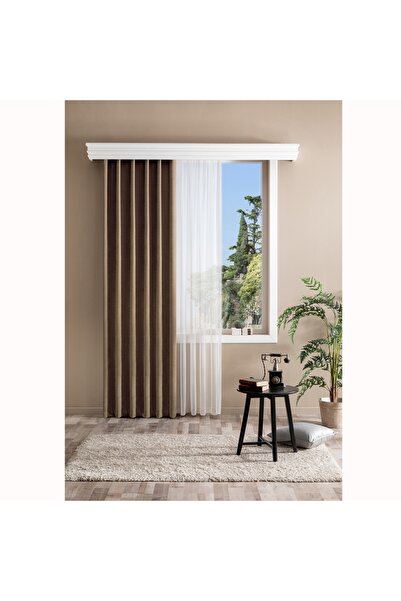 Taç Bright Hazır Fon Perde Bej 150x260 cm