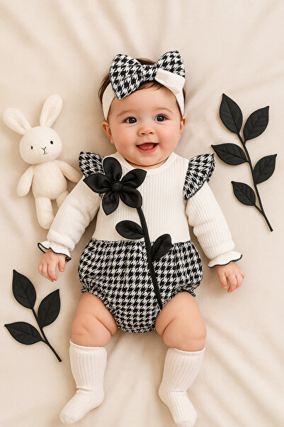 Ozz Baby بدلة رومبير للفتيات الرضع من عمر 3-6-9-12 شهرًا بتصميم وردة النورس