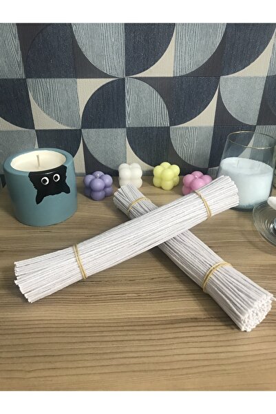 BlueDaisyCandle 25 Cm sert mumlanmış Fitil ( 400 Adet ) Yüzde Yüz Pamuk Ipinden Hazır Sert Mumlanmış Mum Fitili