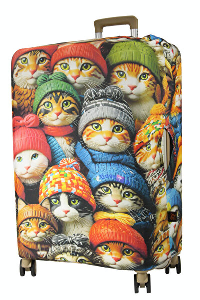 MY SARACİYE (My # 147 Cat with a Hat) Case for a Luggage Colorful-Medium Size