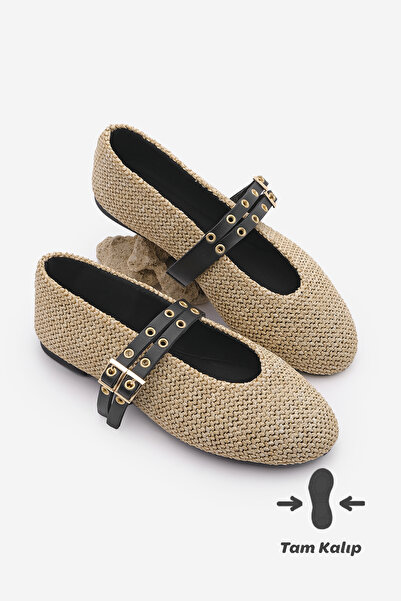 Marjin Жіноча солом'яна повсякденна бежева солом'яна бекоса з подвійною стріч...