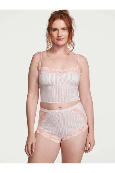 Victoria's Secret Modal ve Dantelli Düz Yaka Cami Atlet Takımı