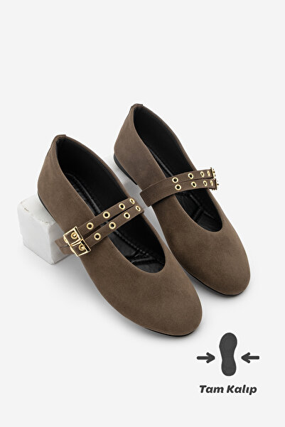 Marjin Жіночі двосмугові балетки на шпильках Bekosa, кавовий замш