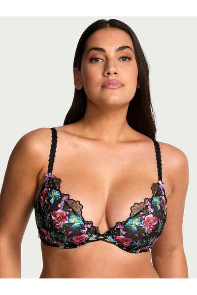 Victoria's Secret Çiçek İşlemeli Desteksiz Dekolteli Demi Sütyen
