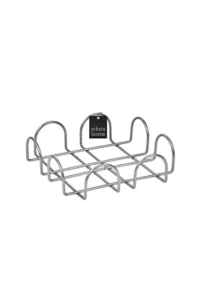 Edora Home منديل فضي مربع مقاس 18 سم - منديل معدني كبير الحجم من الفولاذ المق...