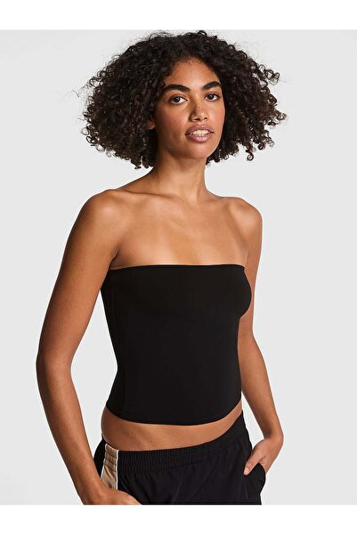 PİNK Base Straplez Crop Üst Base Esnek Dar Üst
