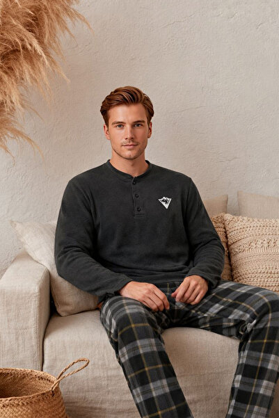 lacelove Nisanca Winter Men's Fleece Pajama Set