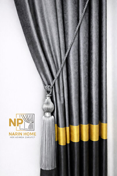 NP Narin Home مزهرية سقف مخططة باللون الرمادي الفضي مع بروش ومجموعة زخارف متو...