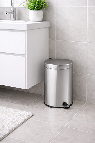 DİGİSU سلة المهملات بغطاء بدواسة - كروم