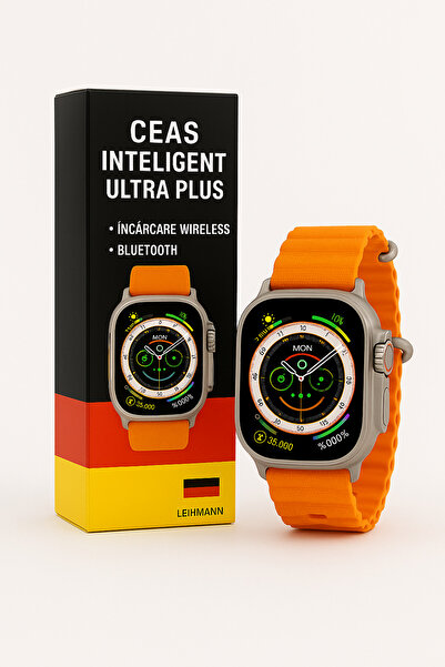 LEIHMANN Ceas inteligent Ultra Plus, compatibil cu orice telefon, incarcare w...
