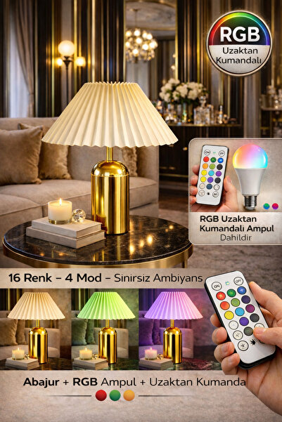 Vinner AURA Gold Metal Kırma Başlıklı Abajur Salon Yatak Odası