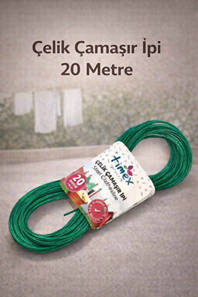 Genel Markalar 20 Metre Güçlü Çelik Çamaşır İpi - Paslanmaz, Kopmaz, Dayanıkl...