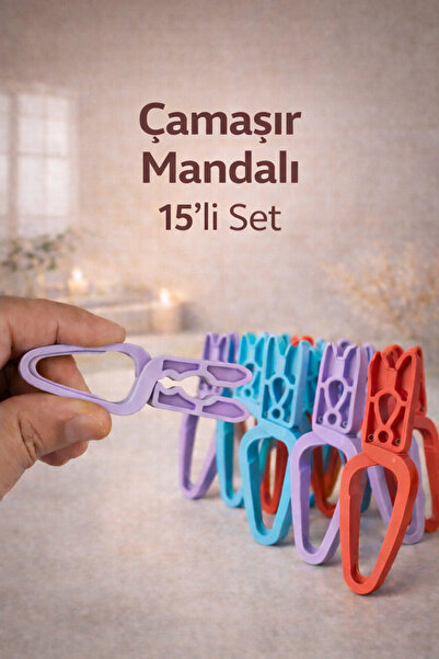 Genel Markalar Çamaşır Mandalı 15’li Set – İz Bırakmayan Dayanıklı Sert Tutuc...