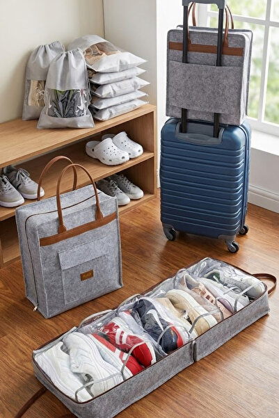 Arma House Τσάντα ταξιδιού - Πολυτελή γκρι δερμάτινα παπούτσια από τσόχα