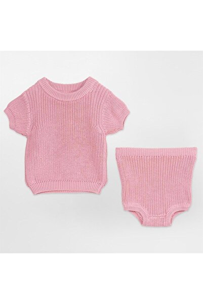 Minora طقم شورت تريكو سيلانيك باللون الوردي