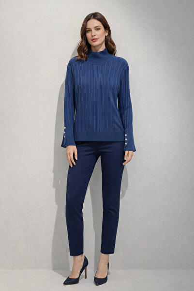 Kayra Half Fisherman Accessory Buttoned Knitwear Sweater Ka-Sz-Trk16