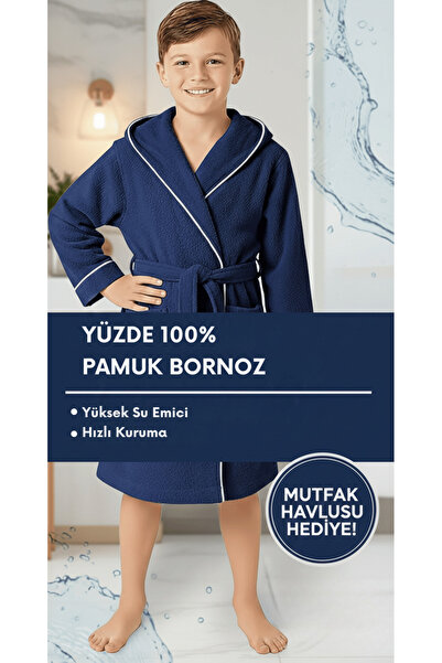 Layvera Kız-Erkek Çocuk Bornozu %100 Pamuk | Kapüşonlu – Cepli – Yumuşak – Bi...