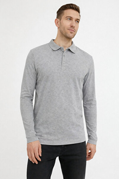 Erkek Casual Uzun Kollu Polo Yaka Sweatshirt