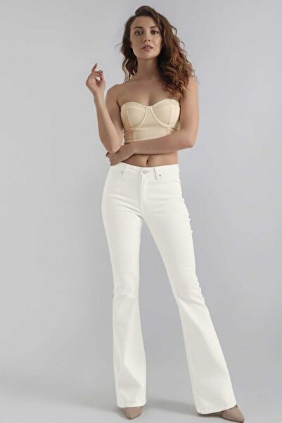 NWC Flare Jeans Denim Trousers High Waist Thick Fabric White Flared Lycra