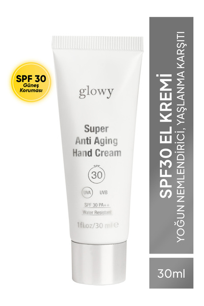 GLOWY SPF30 El Kremi Yoğun Nemlendirici Yaşlanma Karşıtı Bakım Süper El Kremi...