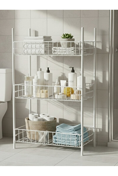 Emkatex 3 Katlı Banyo Düzenleyici, Banyo Organizer, Çok Amaçlı Metal Raf