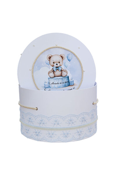 Recostore Suitcase transport box with teddy bear, white, REC3367