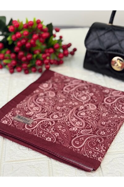 SMF Mavi ipek etnik desenli soft pamuklu eşarp