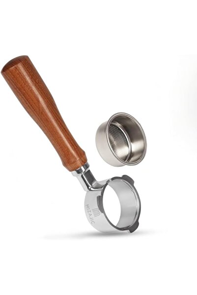 MIZAJIC 54mm Coffee Machine Portafilter Without Base for Sage/Breville/Barista Series 870/87 Rosewood Handle
