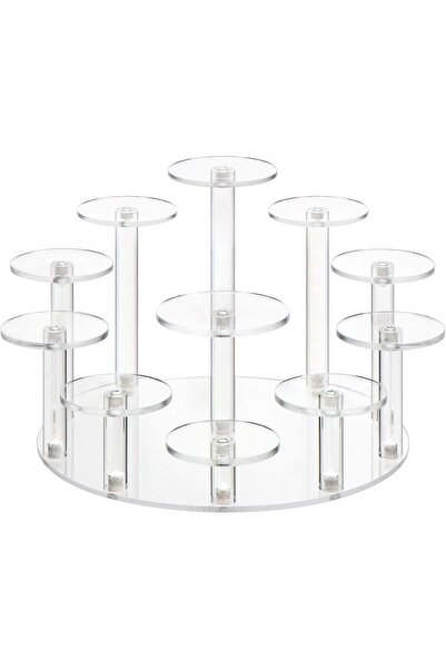 Slasa Round Acrylic Jewelry Stand Acrylic Display Riser Stands Dessert Tower