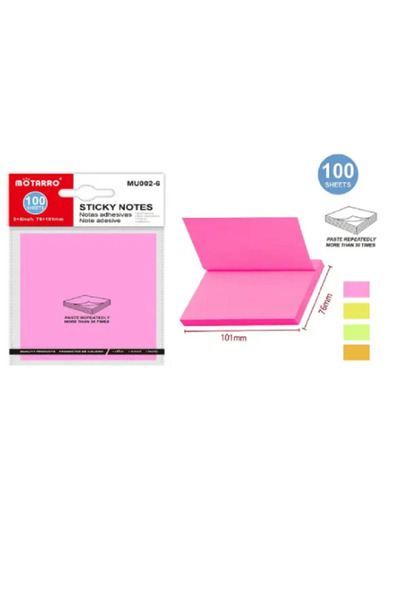 MOTARRO Sticky Notes MU002-6, Pastel Color Self-Adhesive Memo Pads for Office, School & Home