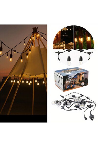 JML1 LED Light Garland 10m with 20 Bulbs, Warm Light, Waterproof, Ideal for Terraces, Gardens and Camping