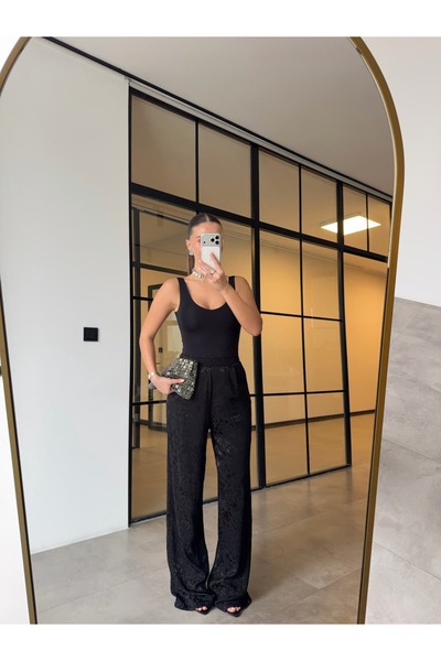 BB Bensu Buyruk Leopard Patterned Satin Pants