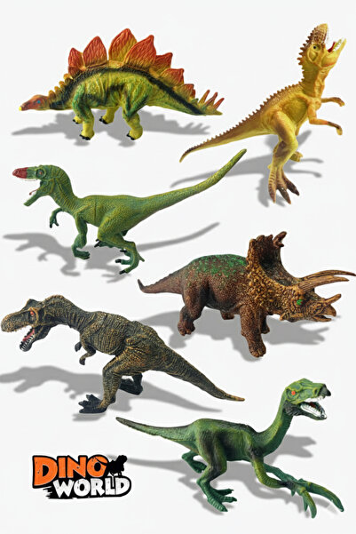 Yeşil Oyuncak Büyük Boy 6 Parça Oyuncak Dinozorlar Gerçekçi Dinazor Figürleri...