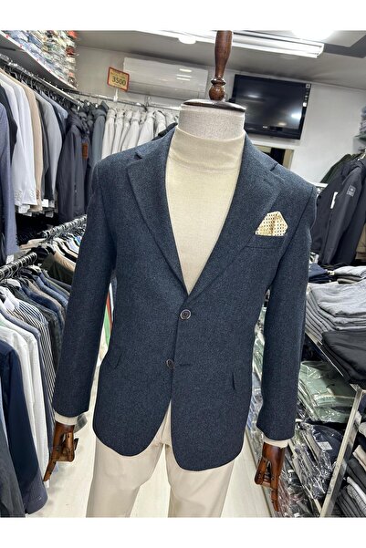 Erkek Yün Karışımlı Kaşe Ceket 4 Drop Regular Fit Rahat Kalıp Kışlık Blazer