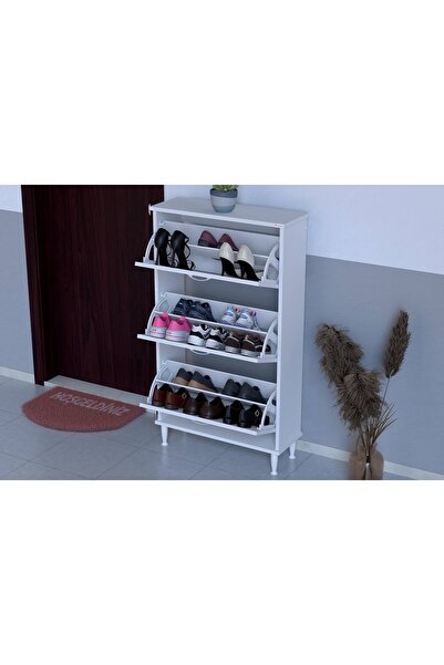 Vivense VARBİ AYAKLI 72 CM 3 DÜŞER KAPAKLI AYAKKABILIK, BEYAZ