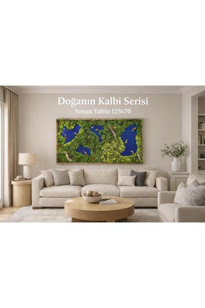Anı_Atölye El Yapımı Ahşap Çerçeveli Epoksi Göl ve Canlı Yosun Doğa/Manzara/N...