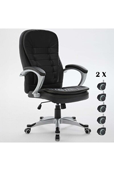 Kdhome Vantage Prime Ergonomic Executive Office Chair, 2xSet Silicone Wheels, Tilt Mechanism, Black